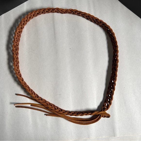 Braided Tan Leather Belt women’s size Medium Boho Western festival prairie - Picture 2 of 5